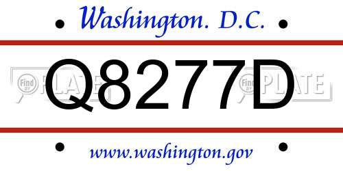 Q8277D District Of Columbia License Plate