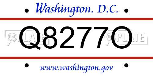 Q8277O District Of Columbia License Plate