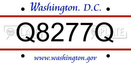Q8277Q District Of Columbia License Plate