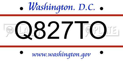 Q827TO District Of Columbia License Plate
