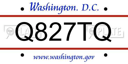 Q827TQ District Of Columbia License Plate