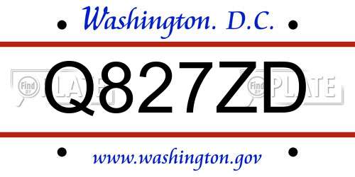 Q827ZD District Of Columbia License Plate