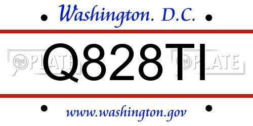 Q828TI District Of Columbia License Plate