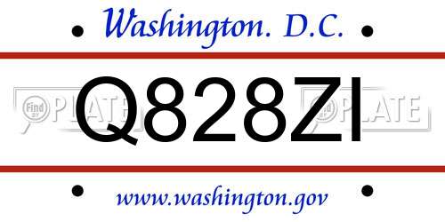 Q828ZI District Of Columbia License Plate