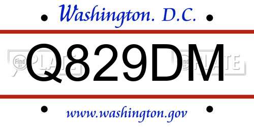 Q829DM District Of Columbia License Plate