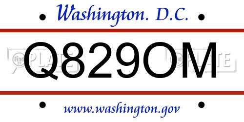 Q829OM District Of Columbia License Plate