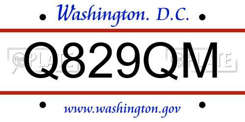 Q829QM District Of Columbia License Plate