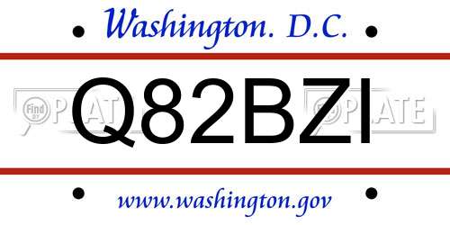 Q82BZI District Of Columbia License Plate