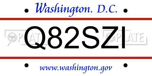 Q82SZI District Of Columbia License Plate