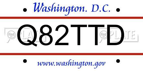 Q82TTD District Of Columbia License Plate
