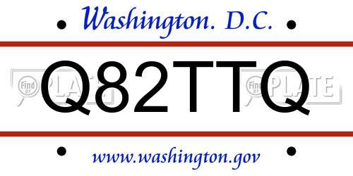 Q82TTQ District Of Columbia License Plate