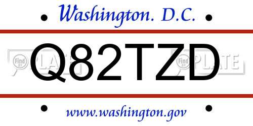 Q82TZD District Of Columbia License Plate