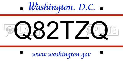 Q82TZQ District Of Columbia License Plate