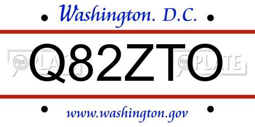 Q82ZTO District Of Columbia License Plate