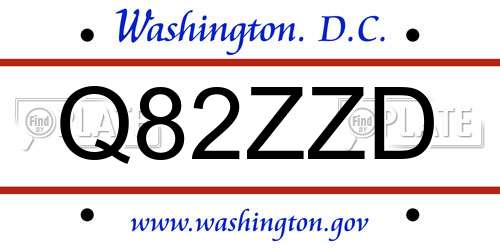 Q82ZZD District Of Columbia License Plate