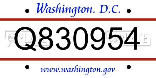 Q830954 District Of Columbia License Plate