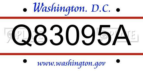 Q83095A District Of Columbia License Plate