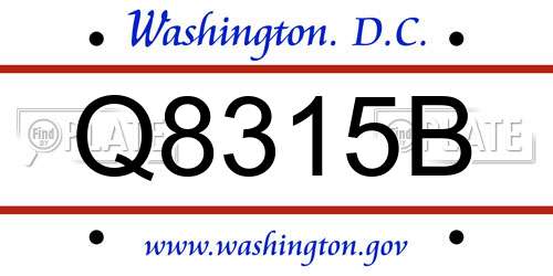 Q8315B District Of Columbia License Plate