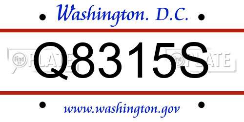 Q8315S District Of Columbia License Plate