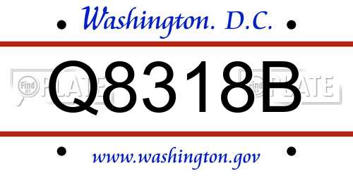 Q8318B District Of Columbia License Plate