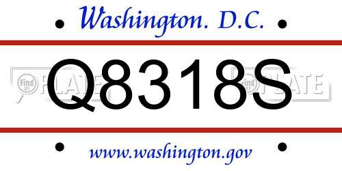 Q8318S District Of Columbia License Plate