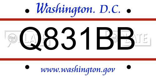 Q831BB District Of Columbia License Plate
