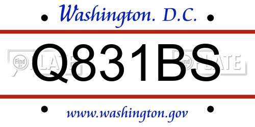 Q831BS District Of Columbia License Plate