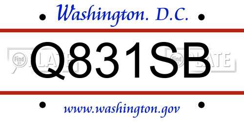 Q831SB District Of Columbia License Plate