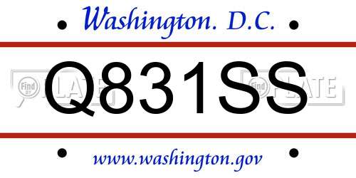 Q831SS District Of Columbia License Plate