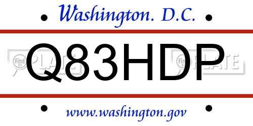 Q83HDP District Of Columbia License Plate