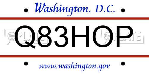 Q83HOP District Of Columbia License Plate