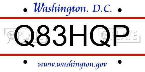 Q83HQP District Of Columbia License Plate