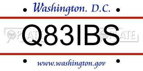 Q83IBS District Of Columbia License Plate