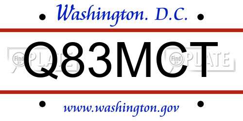 Q83MCT District Of Columbia License Plate