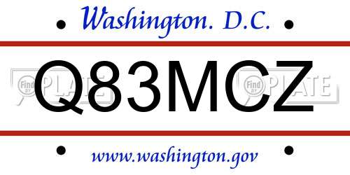 Q83MCZ District Of Columbia License Plate