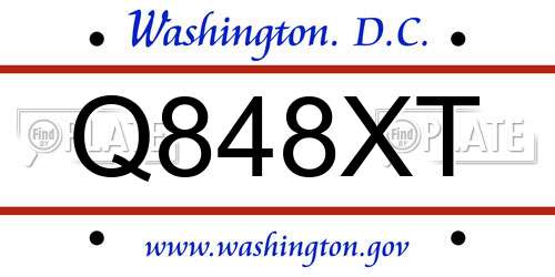Q848XT District Of Columbia License Plate
