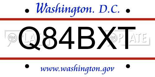 Q84BXT District Of Columbia License Plate