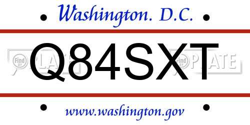 Q84SXT District Of Columbia License Plate
