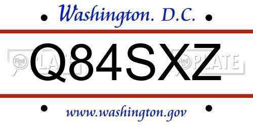 Q84SXZ District Of Columbia License Plate
