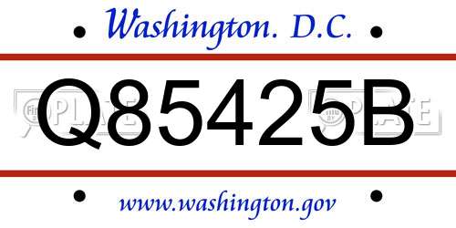 Q85425B District Of Columbia License Plate