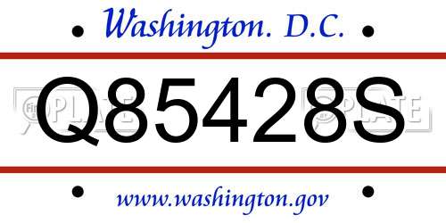 Q85428S District Of Columbia License Plate