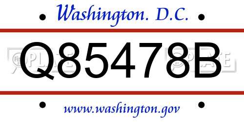 Q85478B District Of Columbia License Plate