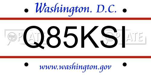 Q85KSI District Of Columbia License Plate
