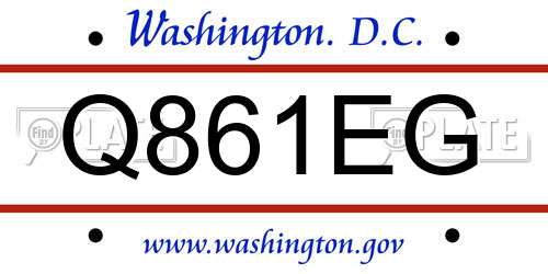 Q861EG District Of Columbia License Plate