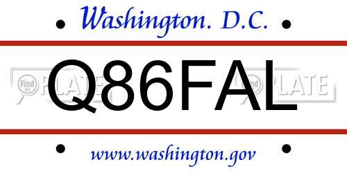 Q86FAL District Of Columbia License Plate