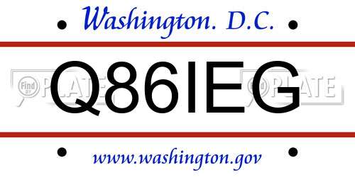 Q86IEG District Of Columbia License Plate