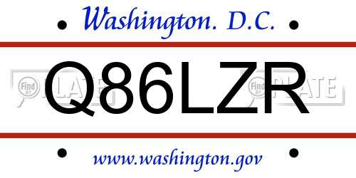 Q86LZR District Of Columbia License Plate