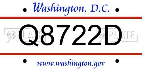 Q8722D District Of Columbia License Plate