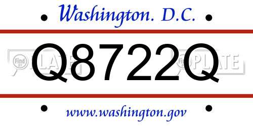 Q8722Q District Of Columbia License Plate