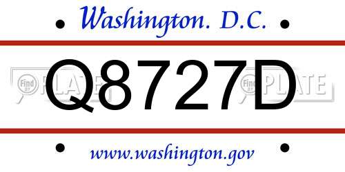 Q8727D District Of Columbia License Plate